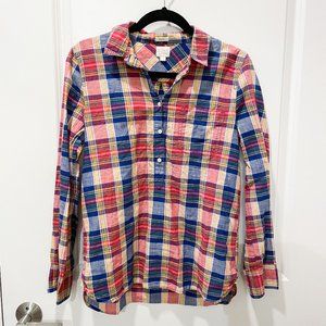 J. Crew Factory Plaid Boy Fit Plaid Cotton Shirt